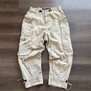 VTG Y2K Mudd Cargo Pants Mens M 34x30 Wide Leg Baggy Skate Parachute Tan